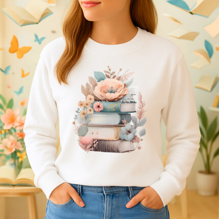 1237b Дамска ватирана блуза Books And Flowers