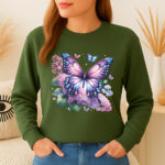 1238b Дамска ватирана блуза Lilac Butterfly