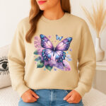 1238b Дамска ватирана блуза Lilac Butterfly