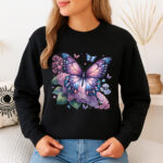 1238b Дамска ватирана блуза Lilac Butterfly