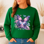 1238b Дамска ватирана блуза Lilac Butterfly