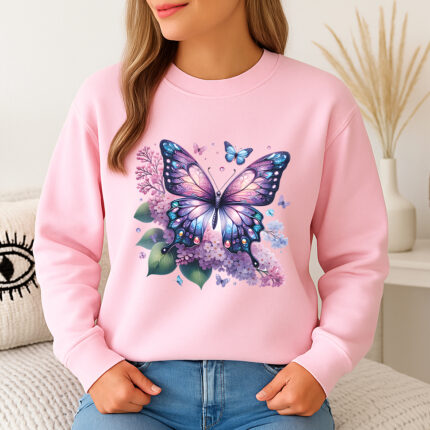 1238b Дамска ватирана блуза Lilac Butterfly