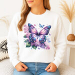 1238b Дамска ватирана блуза Lilac Butterfly