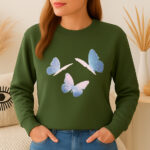 1243b Дамска ватирана блуза Blue Butterflies