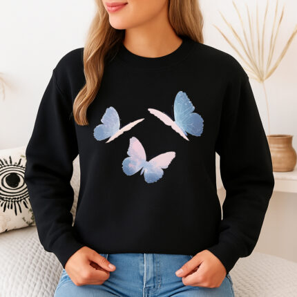 1243b Дамска ватирана блуза Blue Butterflies