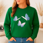 1243b Дамска ватирана блуза Blue Butterflies