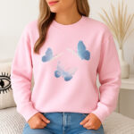 1243b Дамска ватирана блуза Blue Butterflies