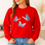1243b Дамска ватирана блуза Blue Butterflies
