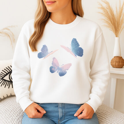1243b Дамска ватирана блуза Blue Butterflies