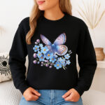 1245b Дамска ватирана блуза Butterfly Flowers