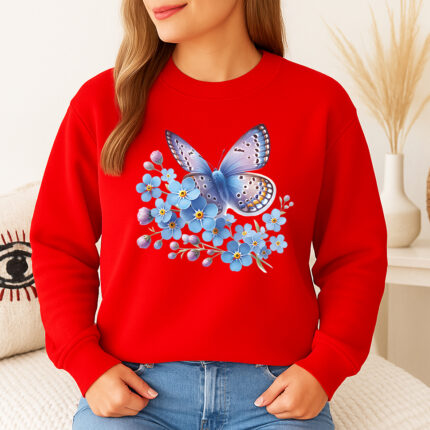 1245b Дамска ватирана блуза Butterfly Flowers