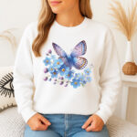 1245b Дамска ватирана блуза Butterfly Flowers