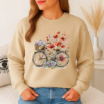 1247b Дамска ватирана блуза Bicycle Flowers