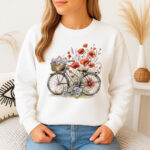 1247b Дамска ватирана блуза Bicycle Flowers