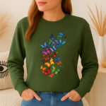 1251b Дамска ватирана блуза Multicolor Butterflies