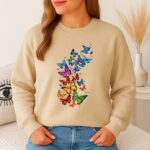1251b Дамска ватирана блуза Multicolor Butterflies