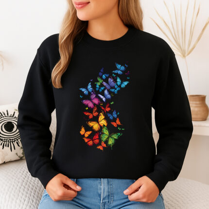 1251b Дамска ватирана блуза Multicolor Butterflies