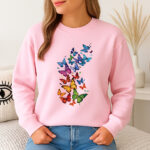 1251b Дамска ватирана блуза Multicolor Butterflies