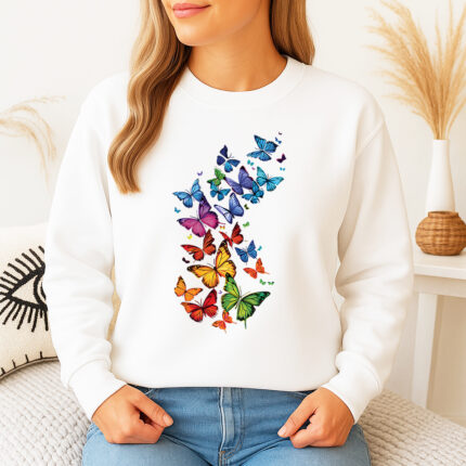 1251b Дамска ватирана блуза Multicolor Butterflies