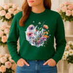 1252b Дамска ватирана блуза Flower Bouquet