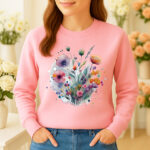 1252b Дамска ватирана блуза Flower Bouquet