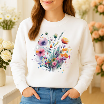 1252b Дамска ватирана блуза Flower Bouquet