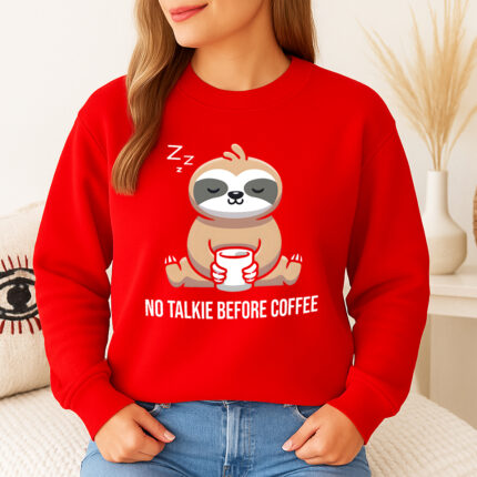 1276b Дамска ватирана блуза No Talk Before Coffee