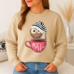 1277b Дамска ватирана блуза Coffee Owl