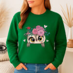 1278b Дамска ватирана блуза Owl Flowers