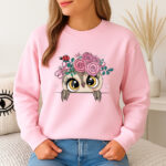 1278b Дамска ватирана блуза Owl Flowers