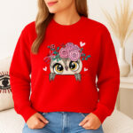 1278b Дамска ватирана блуза Owl Flowers