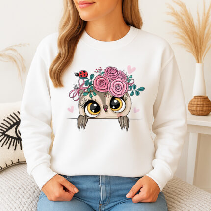 1278b Дамска ватирана блуза Owl Flowers
