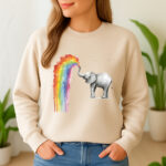 1288b Дамска ватирана блуза Rainbow Elephant