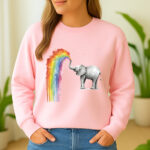 1288b Дамска ватирана блуза Rainbow Elephant