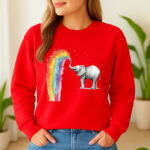 1288b Дамска ватирана блуза Rainbow Elephant