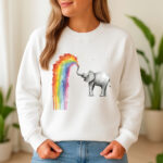 1288b Дамска ватирана блуза Rainbow Elephant