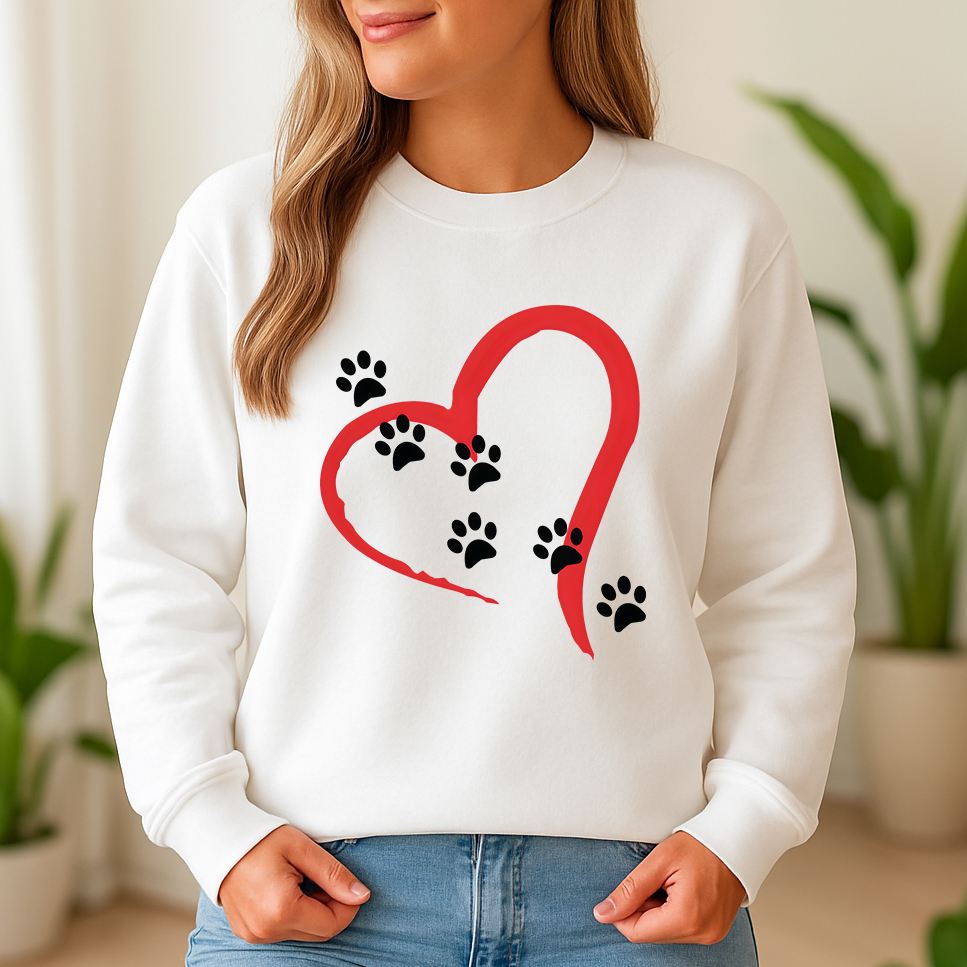 1295b-Paws-white 1295b Дамска ватирана блуза Paws