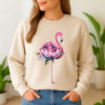 1298b Дамска ватирана блуза Flower Flamingo