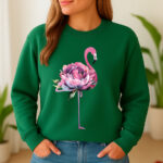 1298b Дамска ватирана блуза Flower Flamingo