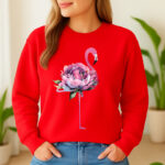 1298b Дамска ватирана блуза Flower Flamingo