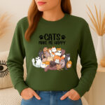 1302b Дамска ватирана блуза Cats Make Me Happy