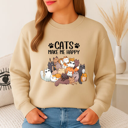 1302b Дамска ватирана блуза Cats Make Me Happy