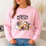 1302b Дамска ватирана блуза Cats Make Me Happy