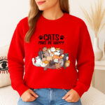 1302b Дамска ватирана блуза Cats Make Me Happy
