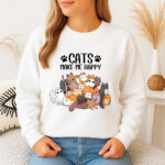 1302b Дамска ватирана блуза Cats Make Me Happy