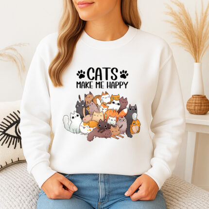 1302b Дамска ватирана блуза Cats Make Me Happy