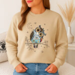 1317b Дамска ватирана блуза Abstract Owl