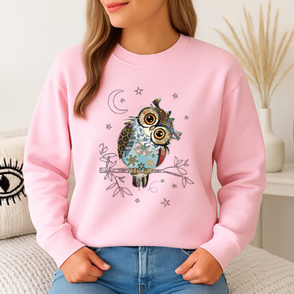 1317b Дамска ватирана блуза Abstract Owl
