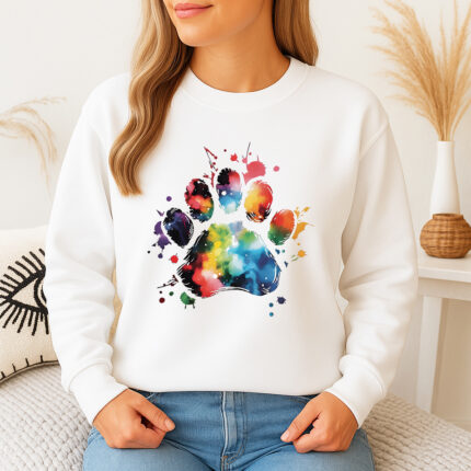 1320b Дамска ватирана блуза Watercolor Paw