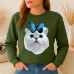 1329b Дамска ватирана блуза Cat Butterfly